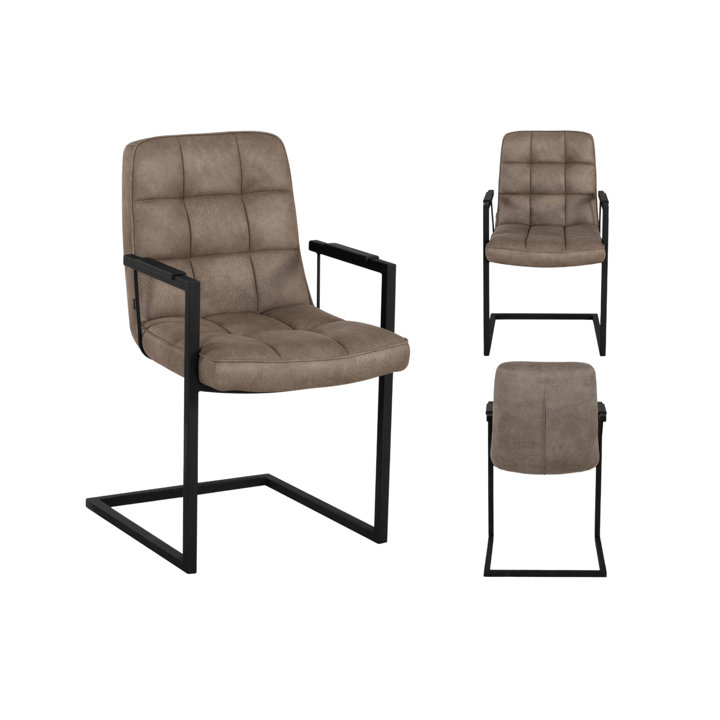 Chaise Aaron avec accoudoir (lot de 2) — Microfibre