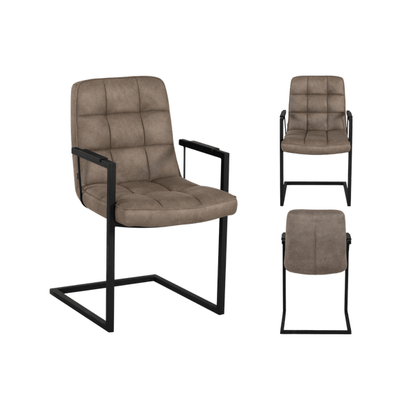 Chaise Aaron avec accoudoir (lot de 2) — Microfibre