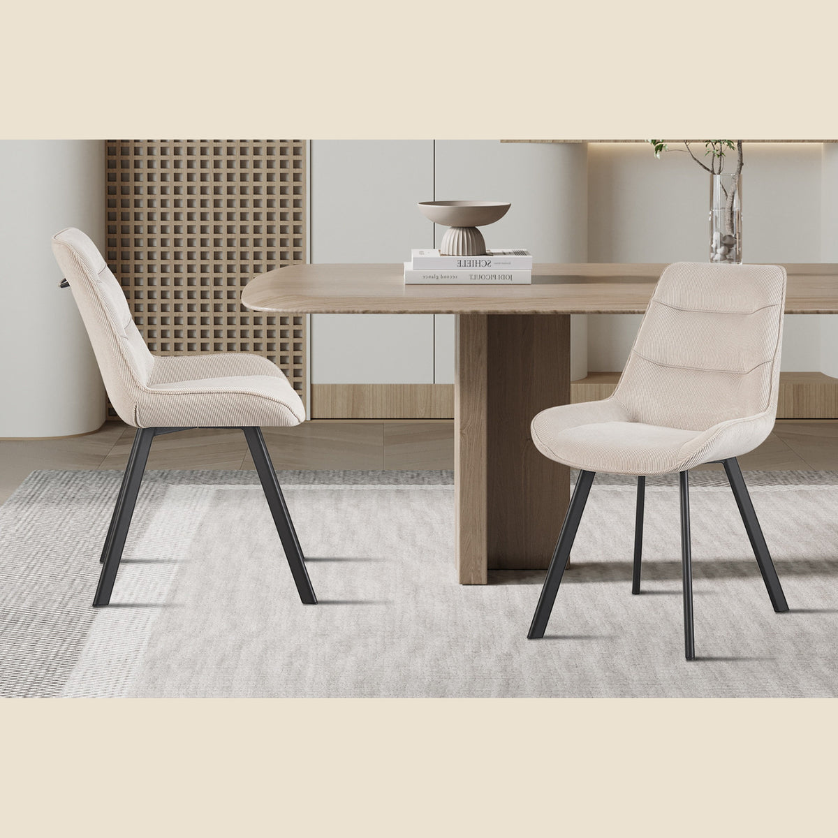Chaise Amelie — Velours côtelé sable
