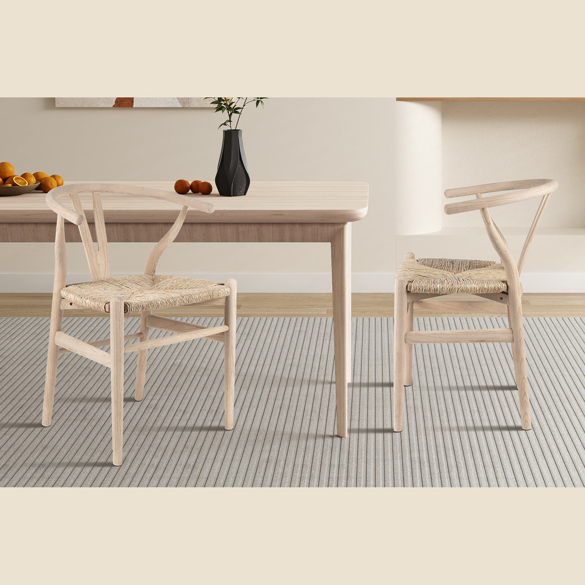 Chaise Bart — Orme massif et assise tissée