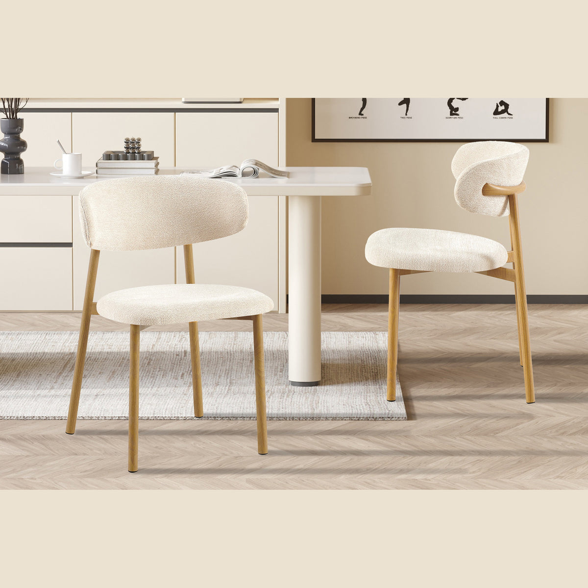 Chaise Coco — Tissu chiné, pied naturel, noyer ou gris