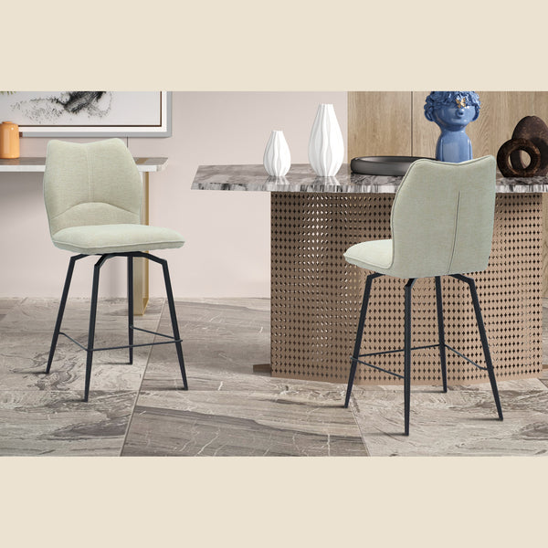 Chaise de comptoir Lara — Pivotante, tissu