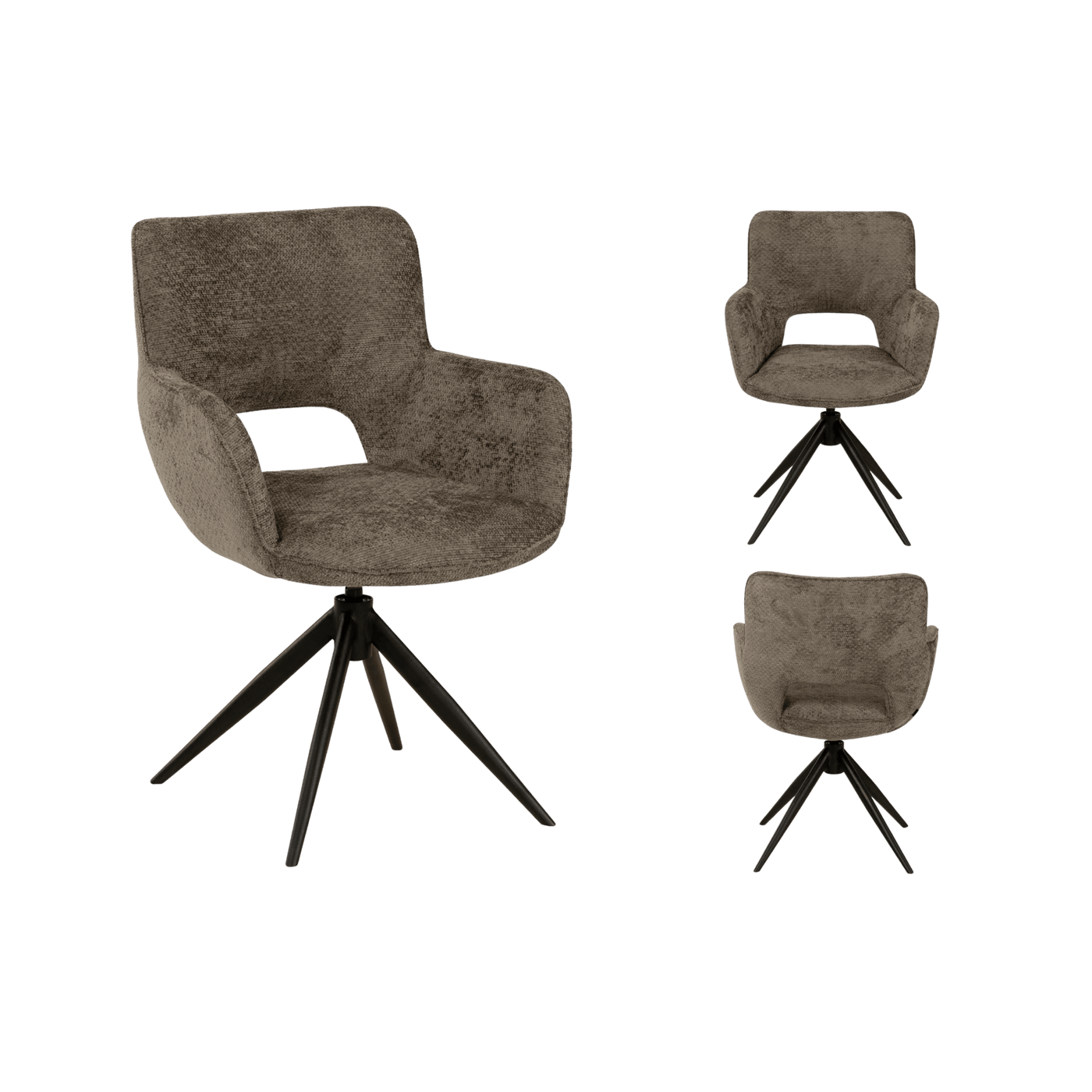Chaise Darwin avec accoudoirs pivotante (lot de 2) — Tissu