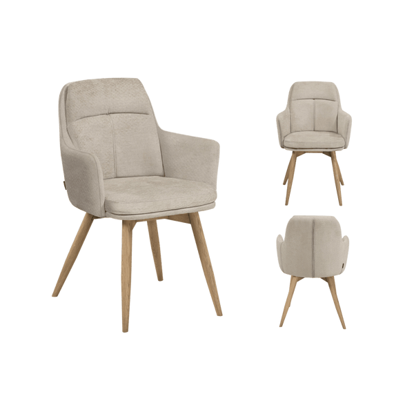 Chaise Enzo avec accoudoir (lot de 2) — Tissu