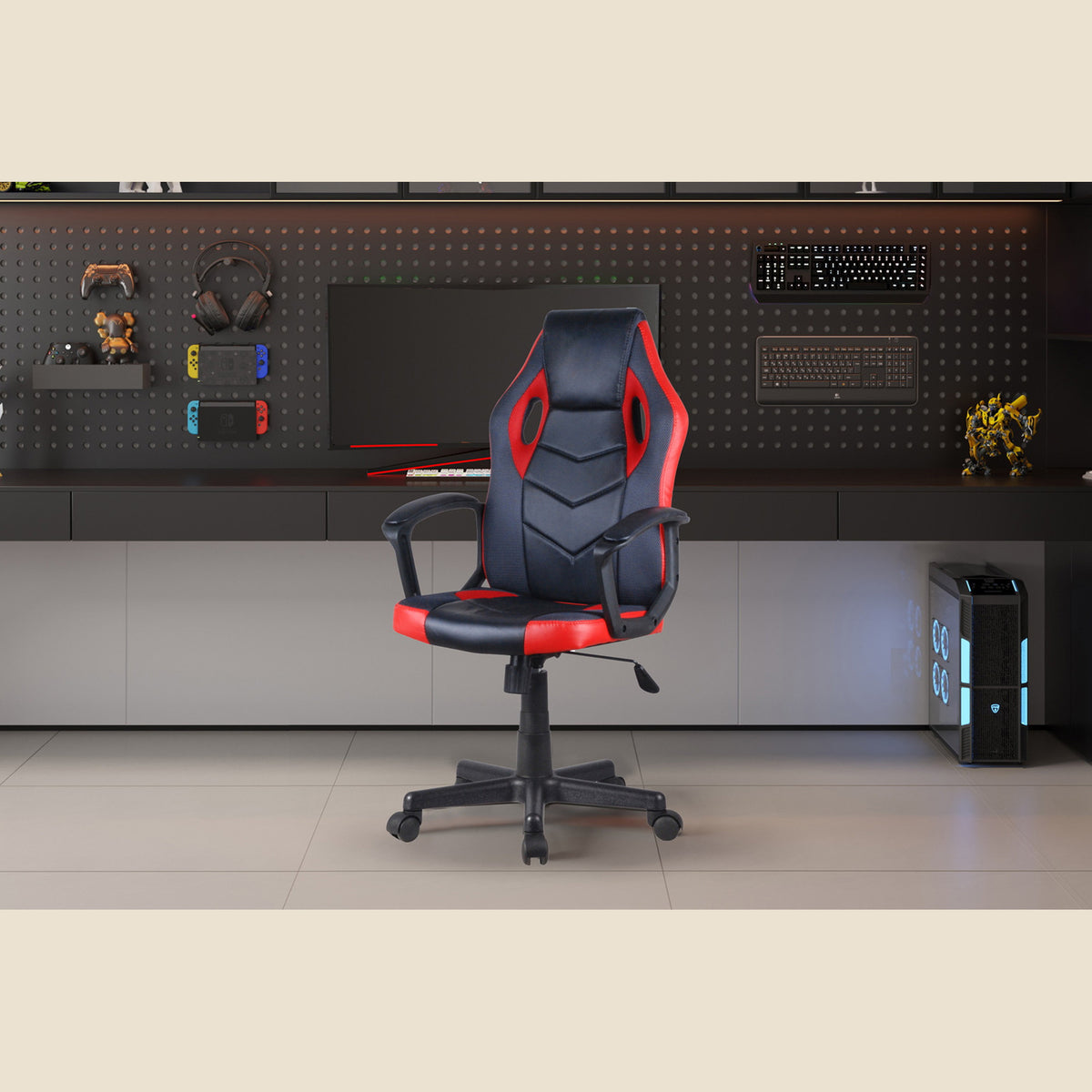 Chaise gaming Tiger — Noir et rouge