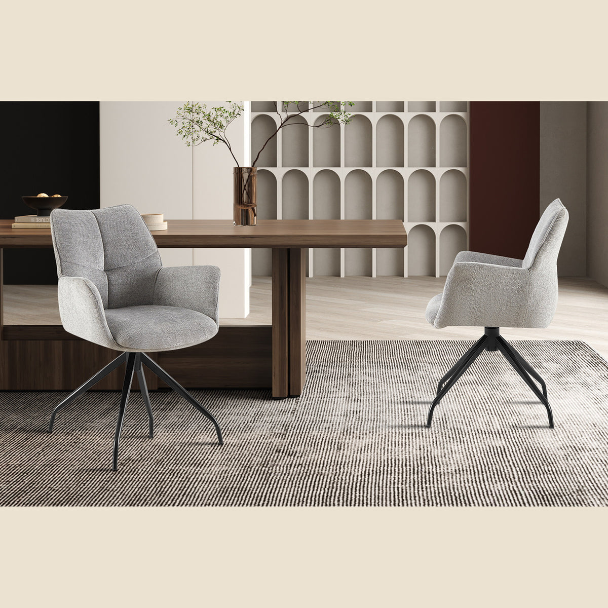 Chaise Lamor — Pivotante, tissu gris