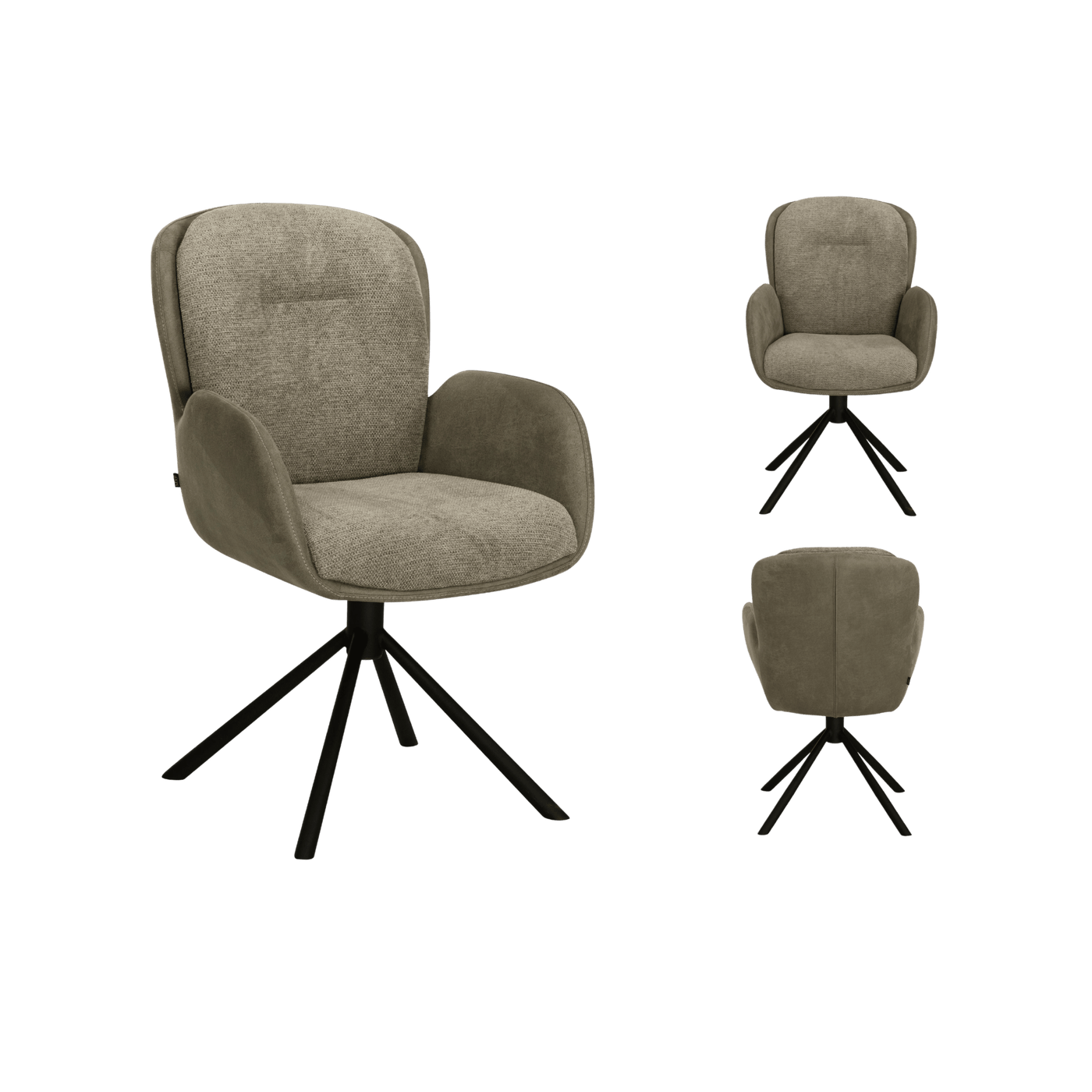 Chaise Longford avec accoudoir pivotante (lot de 2) — Tissu