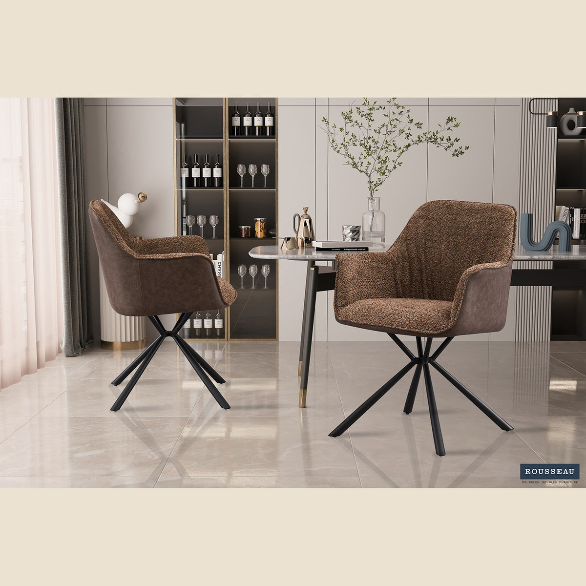 Chaise Lucie — Bouclé et simili