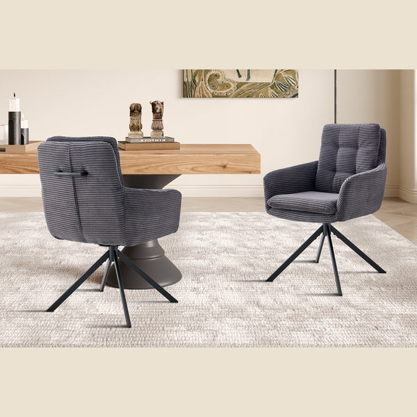 Chaise Luna — Velours côtelé, pivotante