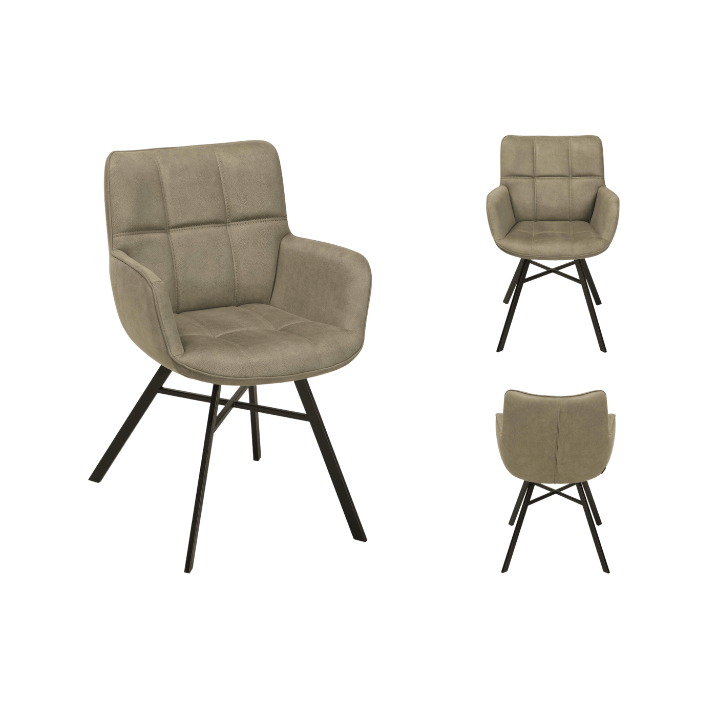 Chaise Marcon avec accoudoir (lot de 2) — Microfibre