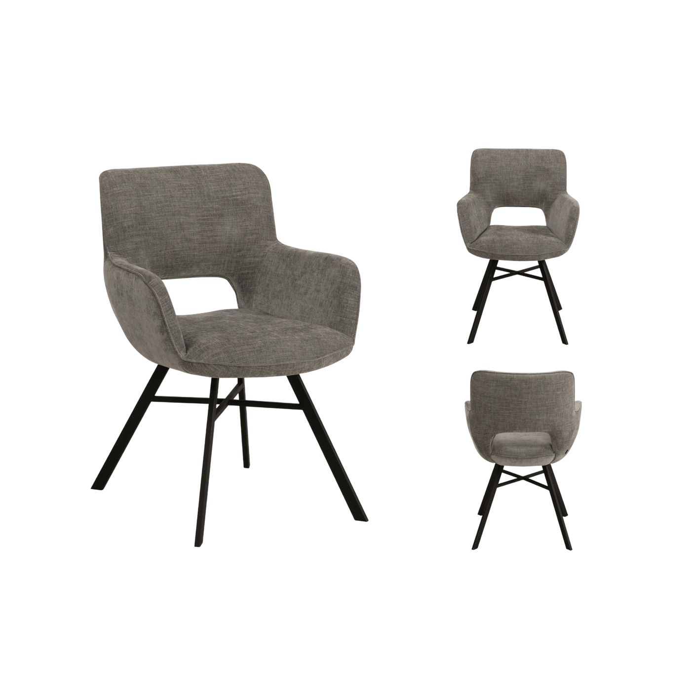 Chaise Mercury avec accoudoir (lot de 2) — Tissu tissé