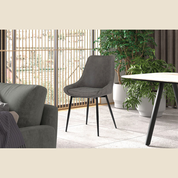 Chaise Mirano — Simili cuir gris clair