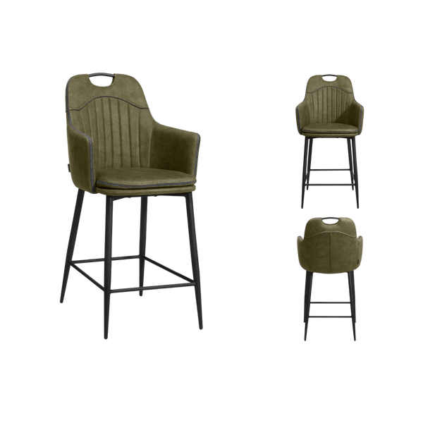 Chaise de bar Morris avec accoudoir (lot de 2) — Microfibre