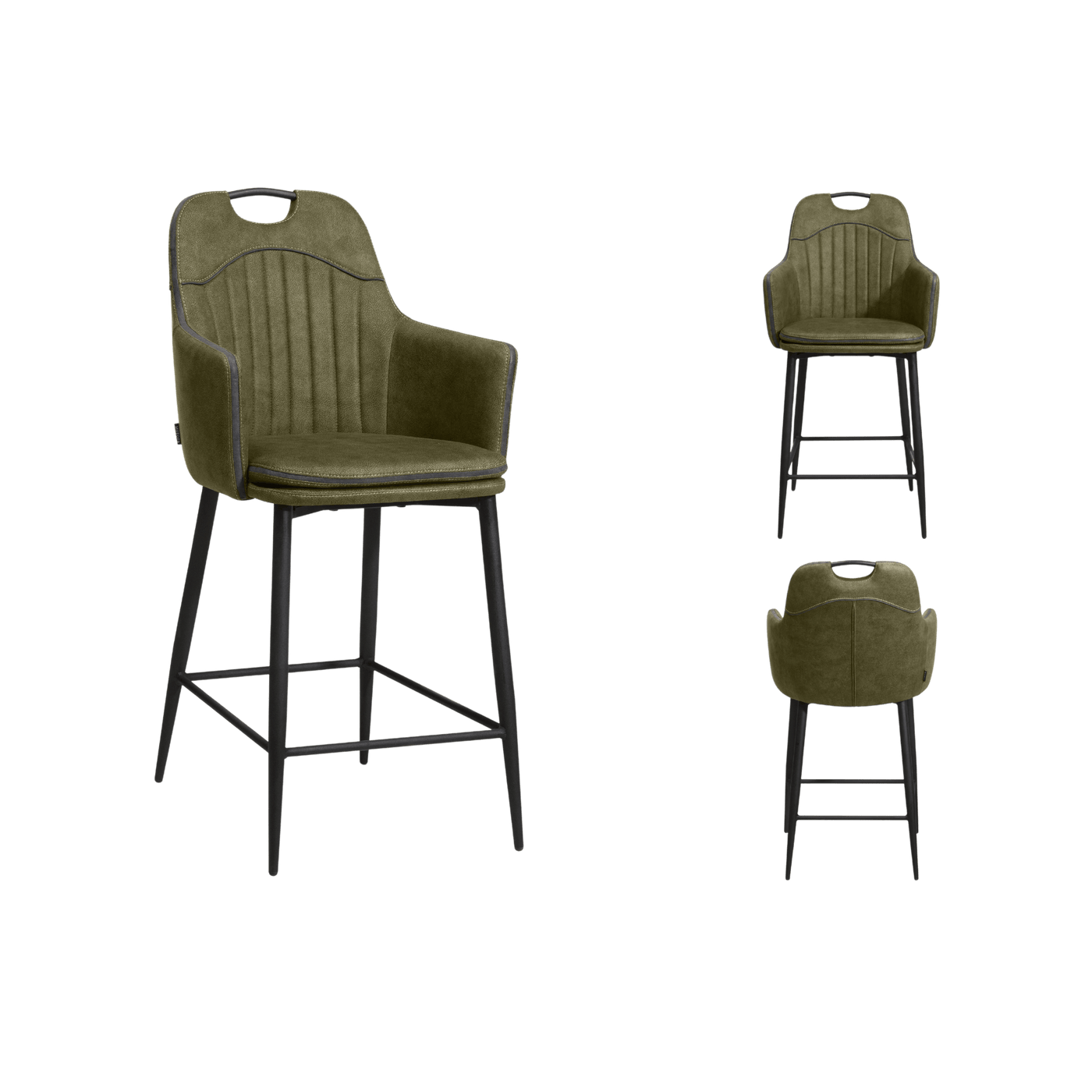 Chaise de bar Morris avec accoudoir (lot de 2) — Microfibre
