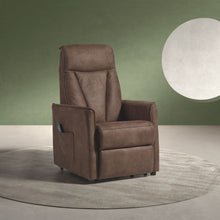 Fauteuil relax Levi en tissu brun foncé, vue d'ensemble 