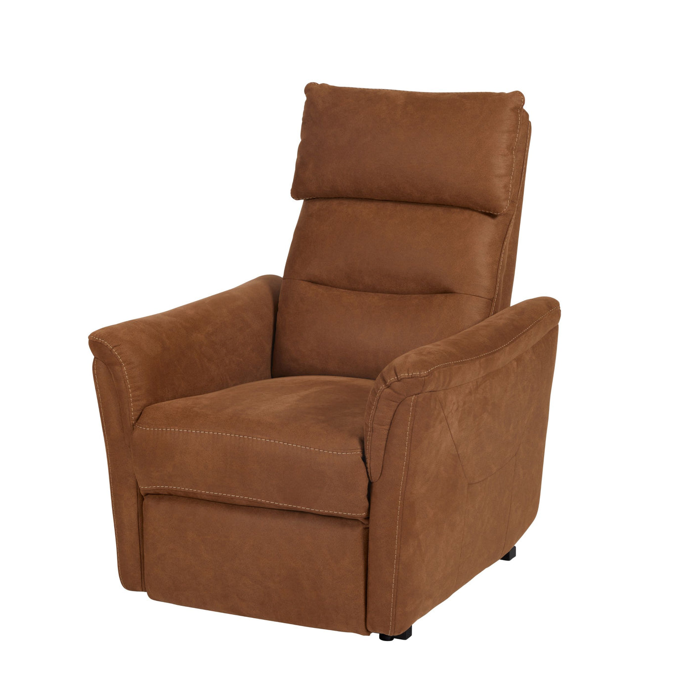 Fauteuil relax Mayenne en tissu cognac, vue d'ensemble