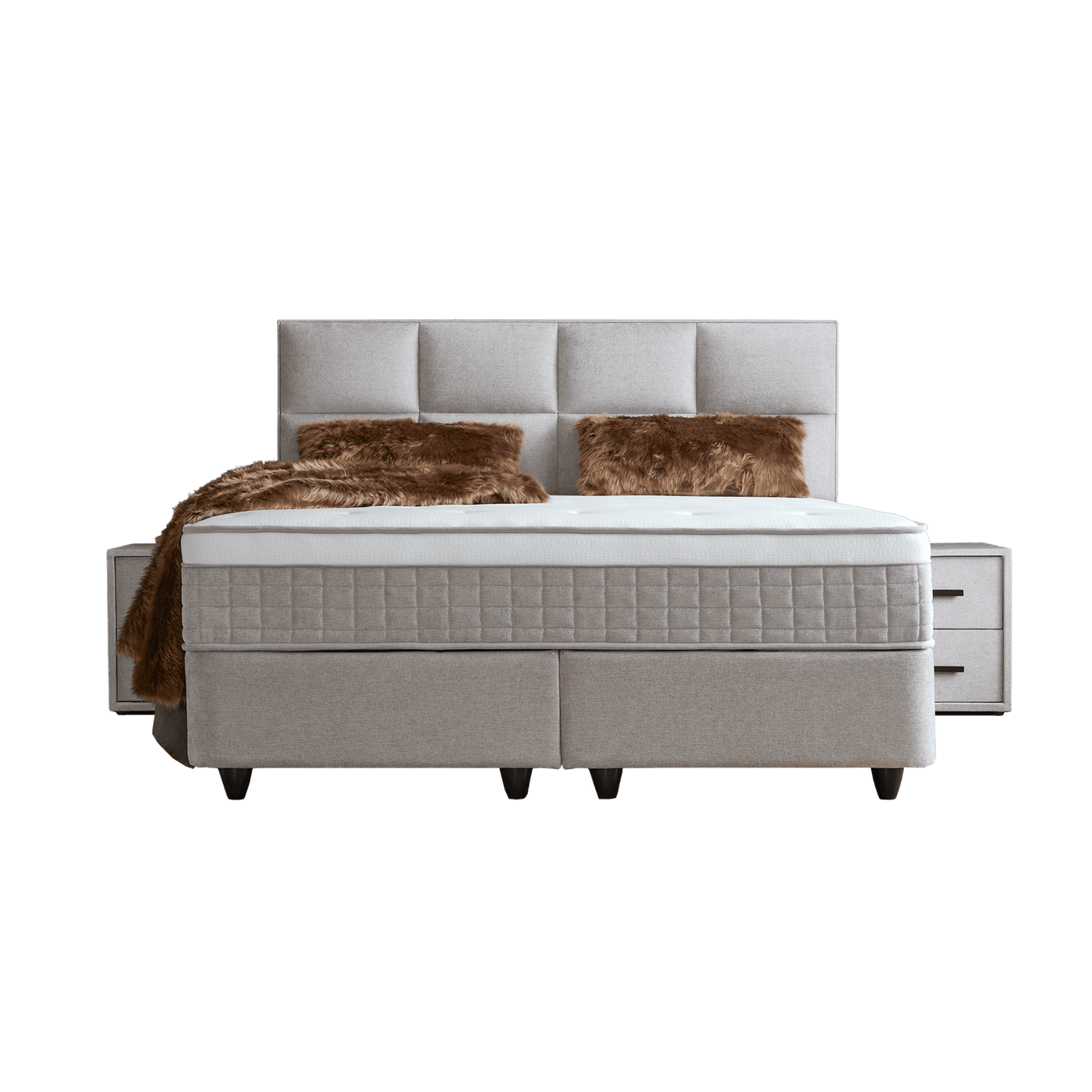 Lit Ayana — Boxspring capitonné à coffres