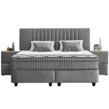 Lit Clara Gris — Boxspring velours à coffres