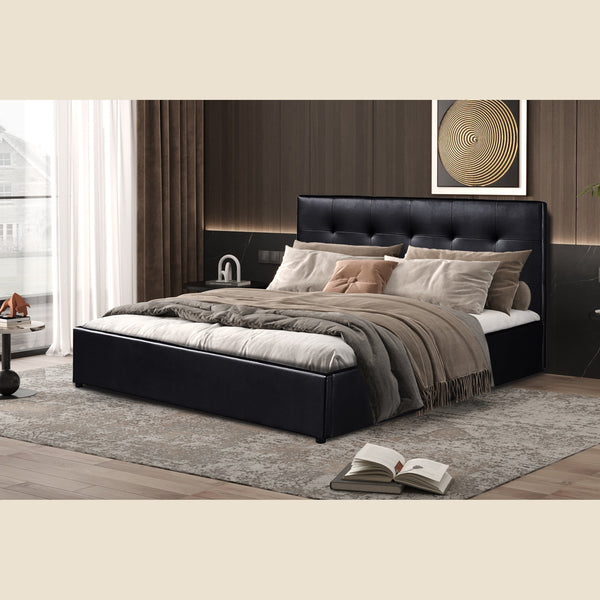Lit coffre Porto 160x200 avec sommier — PU noir