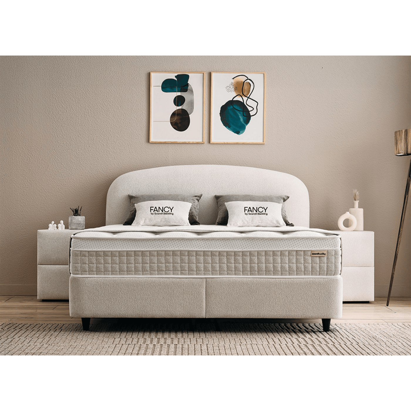 Lit Fancy — Boxspring velours à tête galbée
