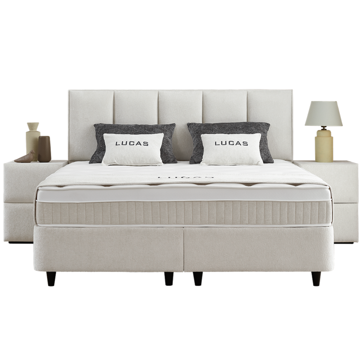 Lit Lucas — Boxspring velours à coffres