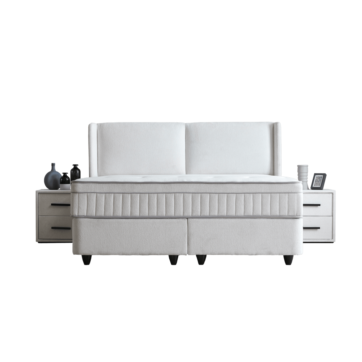 Lit Ruby — Boxspring velours à coffres