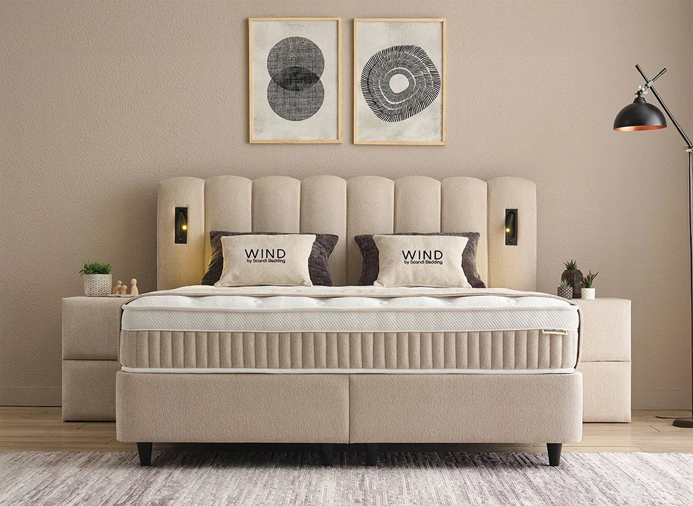 Lit Wind — Boxspring scandinave à coffres de rangement