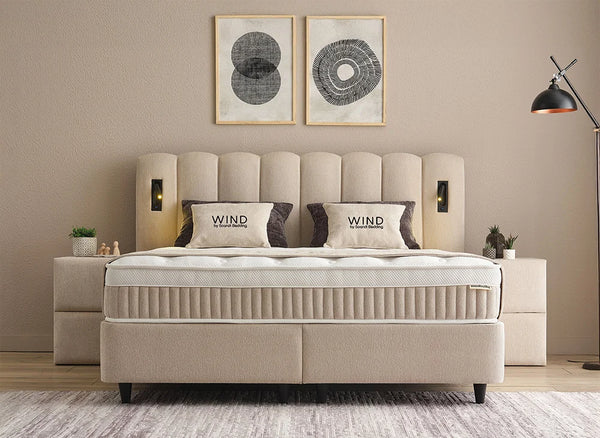 Lit Wind — Boxspring scandinave à coffres de rangement