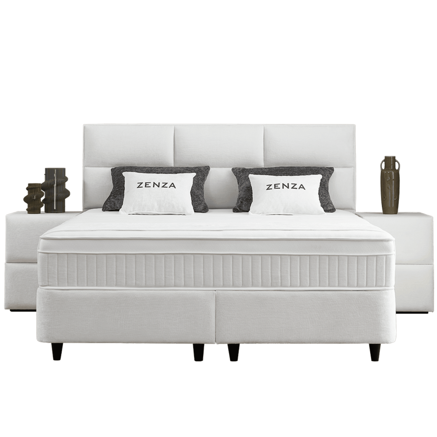 Lit Zenza — Boxspring velours à coffres