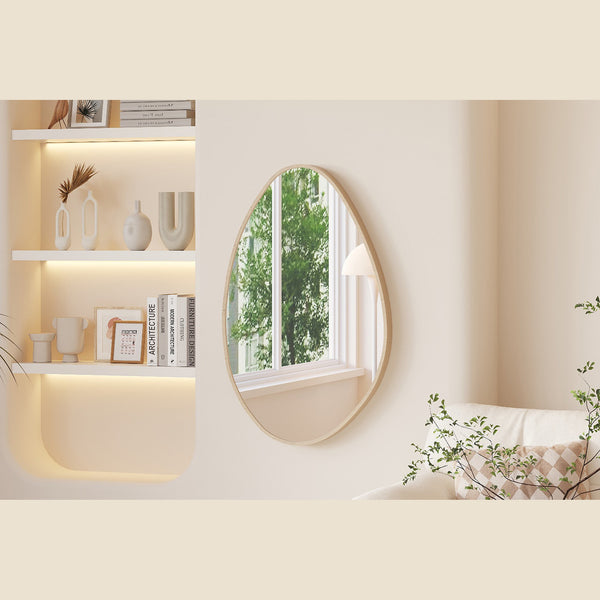 Miroir Rana — Forme organique, chêne vieilli