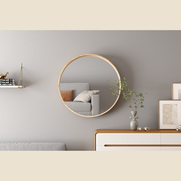 Miroir Ria — Rond, chêne vieilli