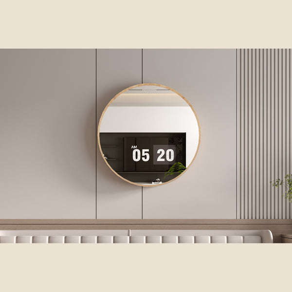 Miroir Roxy — Rond, chêne vieilli