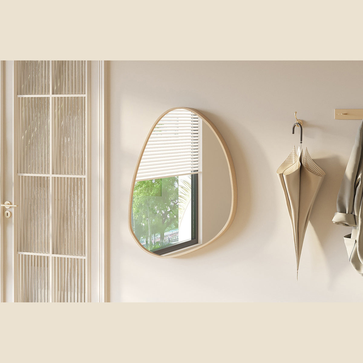 Miroir Roza — Forme organique, chêne vieilli