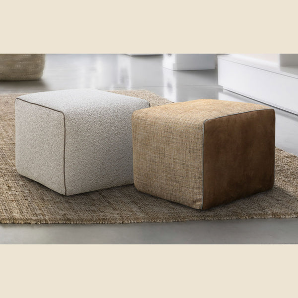 Pouf carré Malloy — Velours taupe