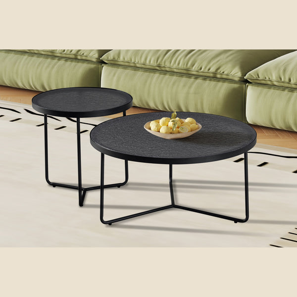 Set de 2 tables basses Melia — Rondes, verre gris