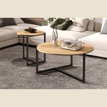 Set de 2 tables basses Pola — Décor chêne vieilli