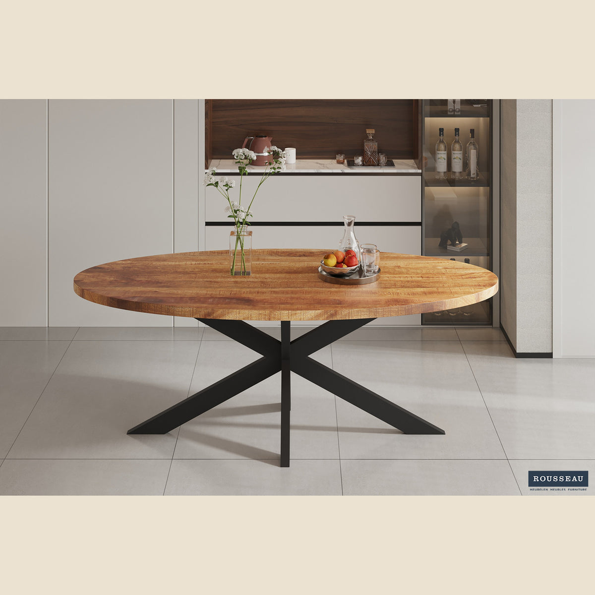 Table Alexa — Bois de manguier, ovale 200 cm