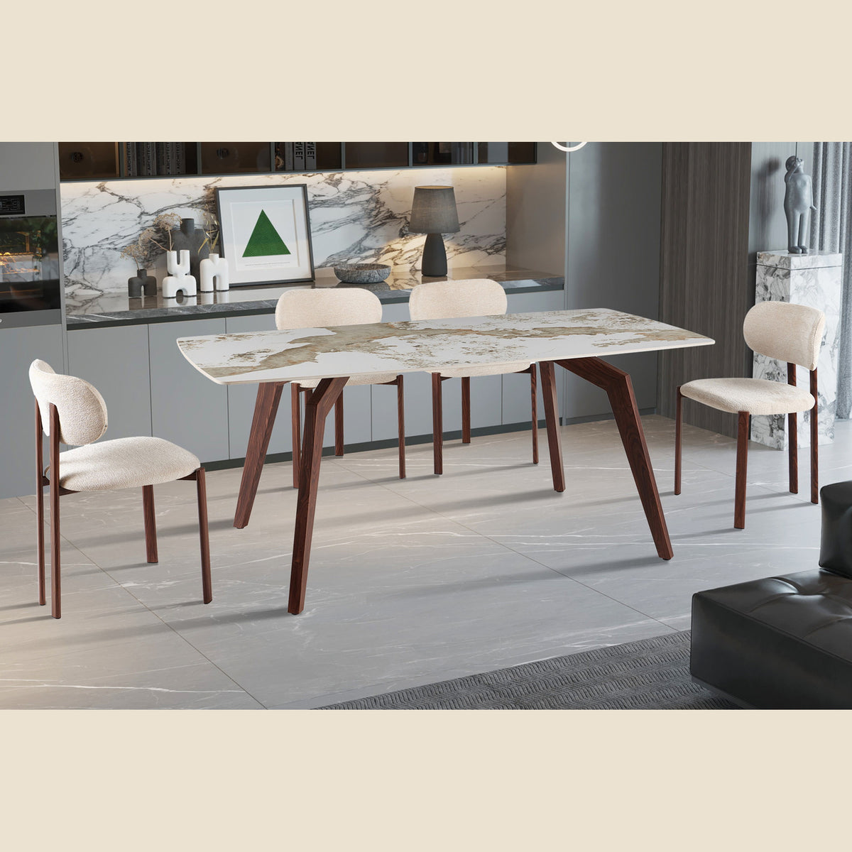 Table Alma — Pierre brillante Pandora beige