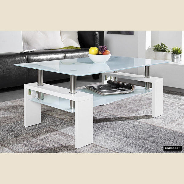 Table basse Alana — Verre et laque brillante
