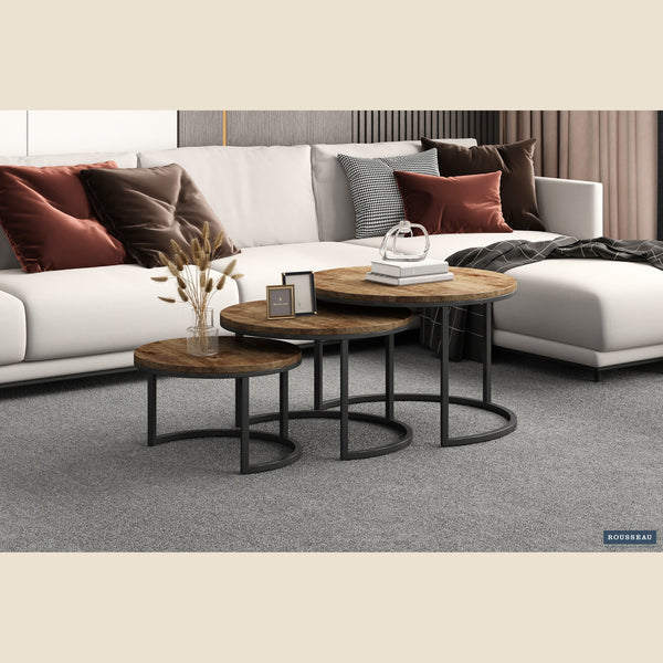 Tables basses Arnod — Set de 3, bois de manguier