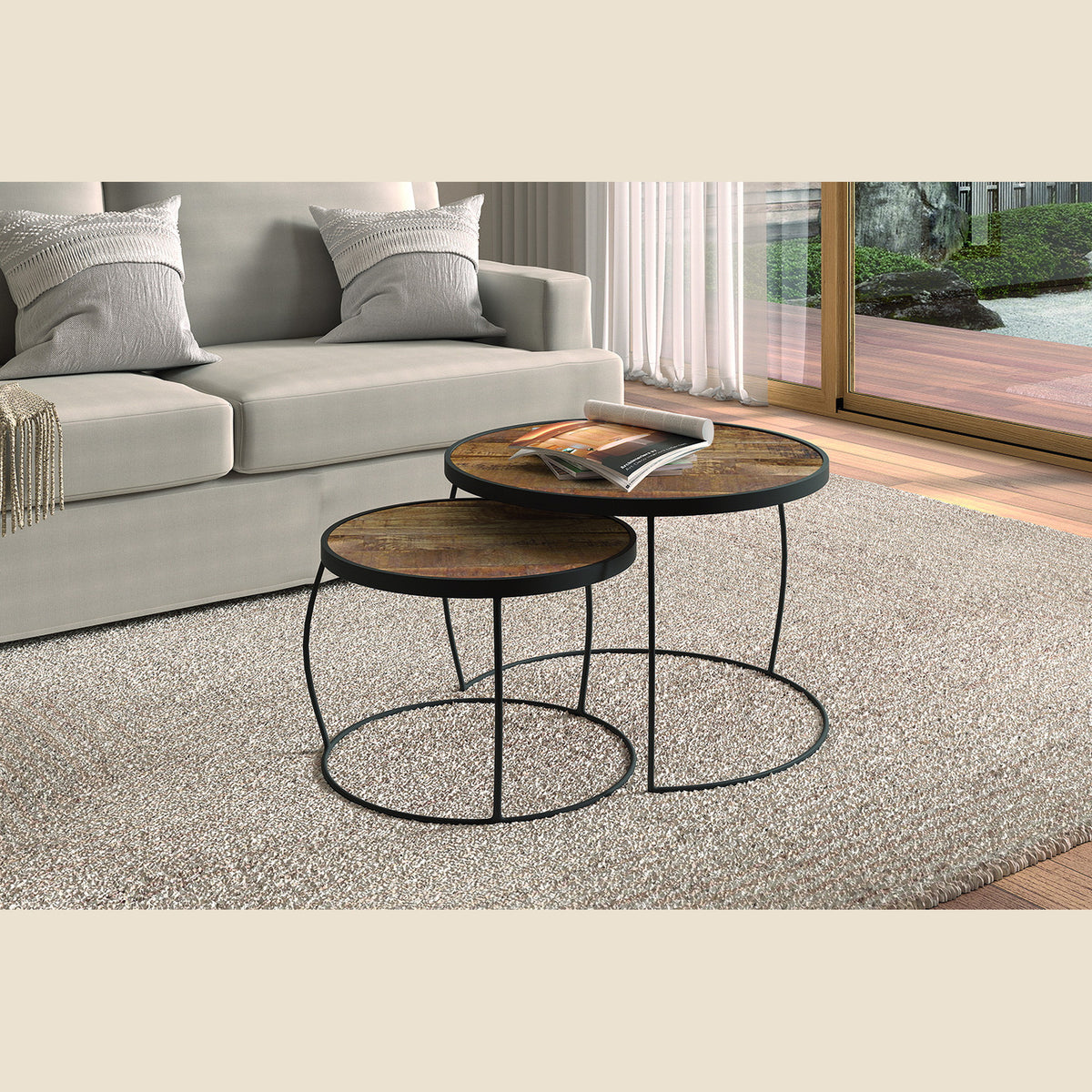 Table basse Lars — Set de 2, bois de manguier