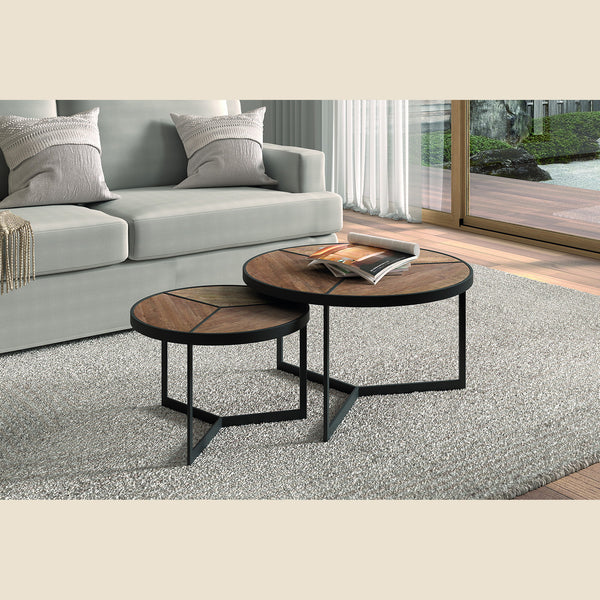 Table basse Laveu — Set de 2, bois de manguier