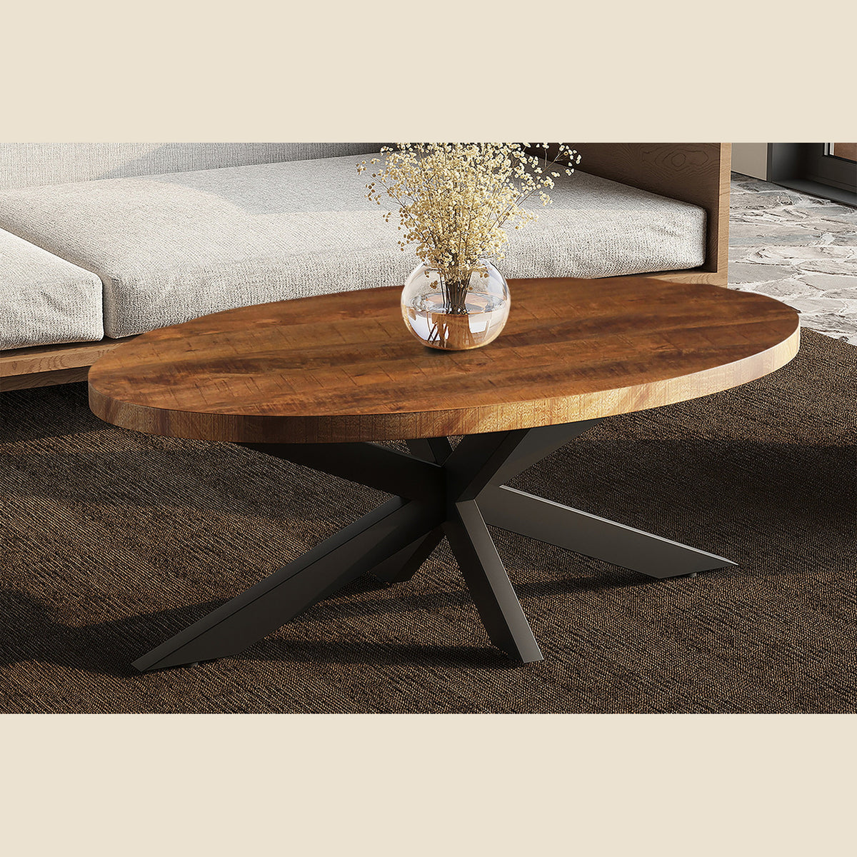 Table basse Madeira — Ovale, bois de manguier