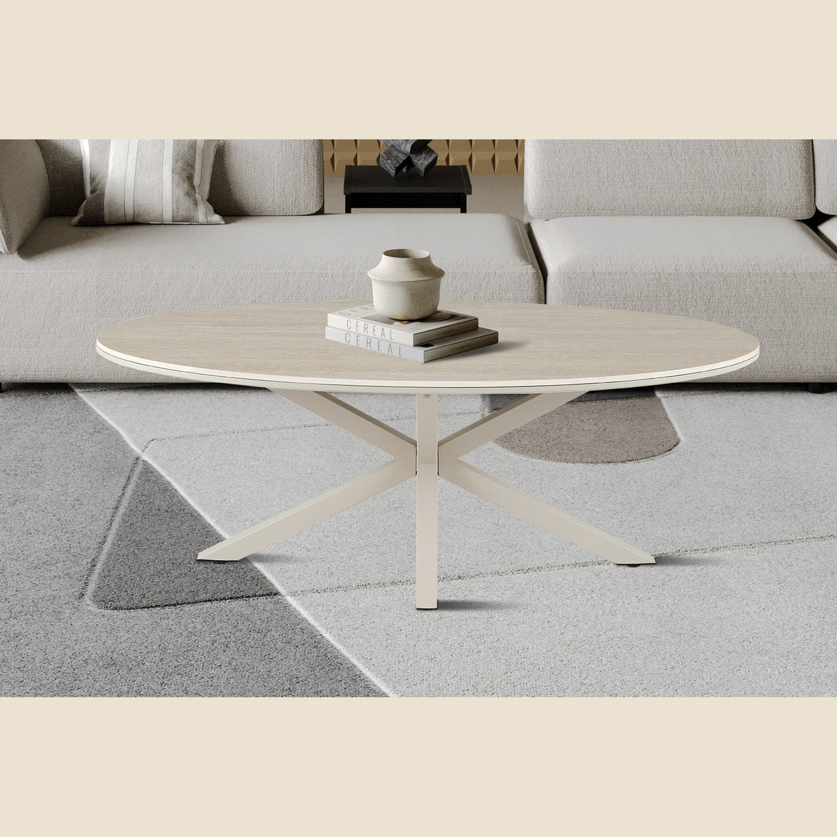 Table basse Noa — Aspect travertin