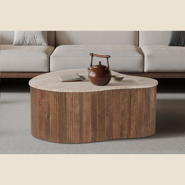 Table basse Paul — Manguier & travertin