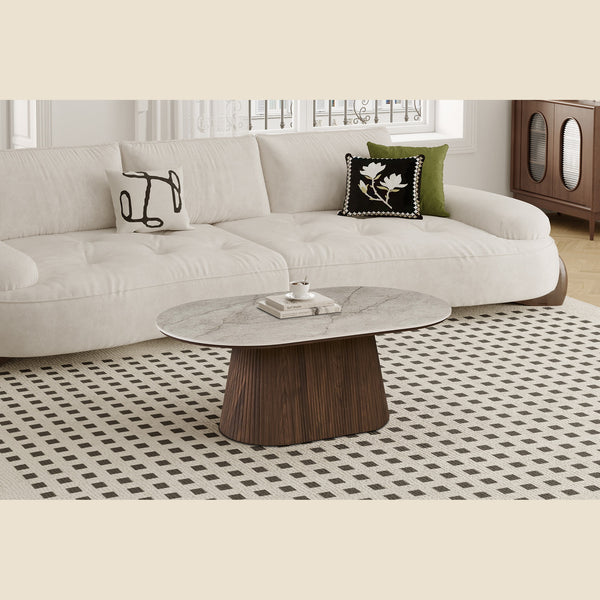 Table basse Vigo 120 cm — Plateau effet pierre