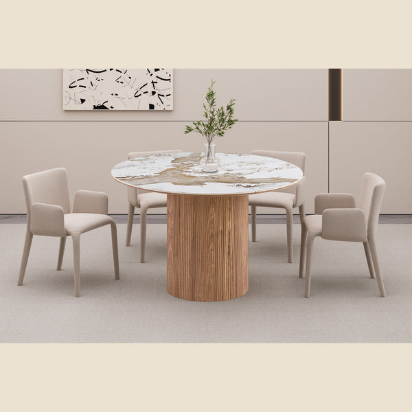 Table extensible Evora — Pierre brillante, 120-200 cm
