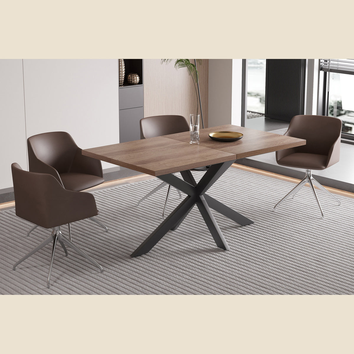 Table extensible Kos — 160-200 cm, décor bois brun