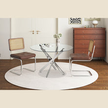 Table Lasi — Verre trempé, pieds chromés