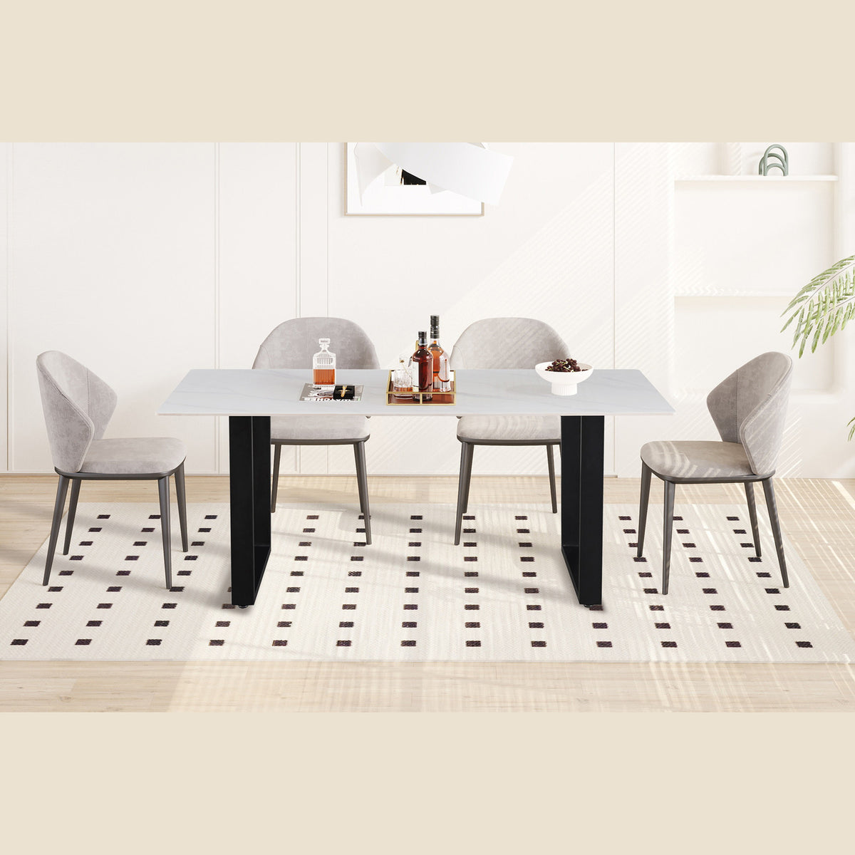 Table Poséidon — Pierre brillante blanche